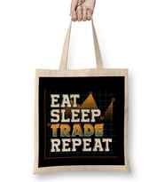 Funny Eat Sleep Trade Repeat Investors Trading Bez Çanta Uzun Saplı