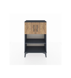 Arges Komodin 2 Raflı 2 Kapaklı 60x30x96 Antrasit-Çam
