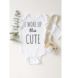 Unisex Bebek Beyaz Woke Up Cute Çıtçıtlı Body