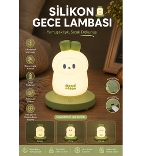 Dokunmatik Tavşan Gece Lambası Şarjlı 3 Kademe Parlaklık Ayarlı Silikon Masa Lambası Çocuk Uyku Lambası