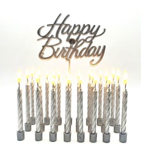 Gümüş Happy Birthday 10lu Burgulu Mum