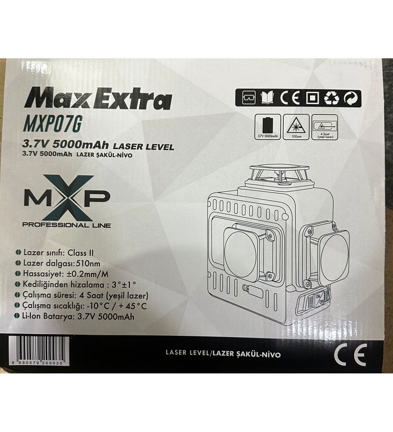 Max-Extra MXP07G Yatay Dikey Nokta Yeşil Lazer Nivo 20 Metre