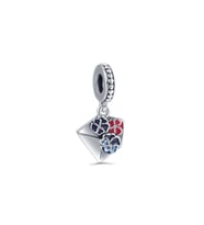 Fubena 925 Ayar Gümüş Zarf Dolu Menekşe Sallantılı Charm