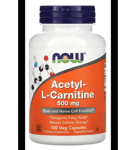 NOW Acetyl-L-Carnitine  500 mg  100 Veg Capsul. USA.3946 (Renksiz)
