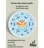 İsme Özel Sevimli Balık Çocuk Odası Duvar Saati Orta Boy 30 cm Beyaz Camlı Sessiz