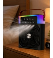 RGB Işıklı Buharlı Masaüstü Fan Sessiz Çalışan USB Şarjlı Taşınabilir Fan
