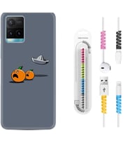Vivo Y11S Y21S Y20 Y20S Y70 Kılıf Kablo Koruma Spiral Silikon Orange Escape 1374