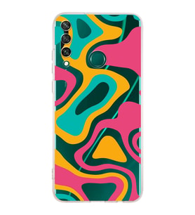 PrintiFy Huawei Y6P Uyumlu Kamera Korumalı Renkli Desen Tasarımlı Şeffaf Silikon Kılıf
