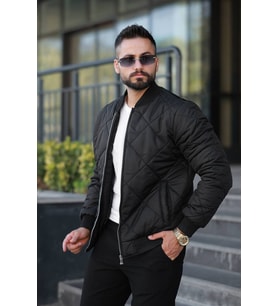 Şık Unisex Kapitone Dar Kalıp Old Money Kolej Ceket - Zamansız ve Konforlu Stil (Siyah)
