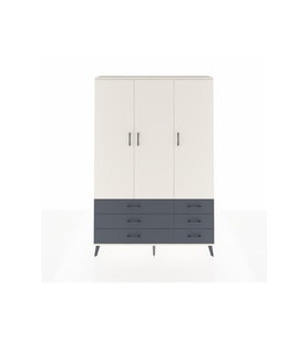 Arges Dolap 5 Raflı 6 Çekmeceli Tek Askılı 132x30x195 Aytaşı-Aytaşı/Antrasit