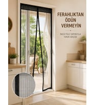Siyah Mıknatıslı Kapı Sinekliği Sinek ve Böceklere Karşı Koruyucu File