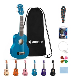 Donner DUS-10B Soprano Ukulele Seti (Mavi)