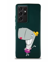 Samsung Galaxy S21 Ultra Soft Premier Kapak Pearl Yengeç Tasarımlı Silikon Kılıf - Yeşil (Şeffaf)