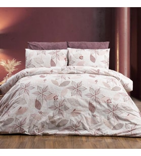 Keep London Home Series Natural Cotton(Doğal Pamuk) Çift Kişilik Nevresim Takımı-Pudra (Desenli)
