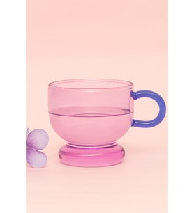 Renkli Kulplu Cam Bardak - Pembe