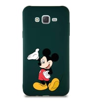 Samsung Galaxy J7 Soft Premier Kapak Mickey Mouse-C Tasarımlı Silikon Kılıf - Yeşil (Şeffaf)