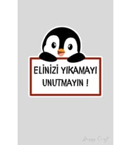 Sevimli Pengu Sticker Ellerinizi Yıkamayı Unutmayın Etiketi