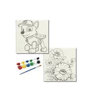Okul Etkinliği-2'li Tuval Boyama Seti. 20x20 Cm Uv Baskı 6 Akrilik Boya 1 Fırça-model-317