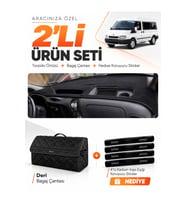 e-biz FORD TRANSİT (2001-2006) Uyumlu Torpido Örtüsü + Deri Bagaj Çantası Seti - Siyah - FO028