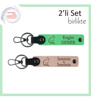 Kediyle Gönül Bağı Kurmuşlara, Pati Temalı, Kişisel Anahtarlık Seti, Fıstık Yeşil-Yavru Ağzı