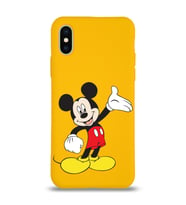 Apple iPhone X Uyumlu Lansman Kılıf Mickey Mouse Tasarımlı Altı Kapalı İçi Kadife Kaplı  Kapak (Şeffaf)