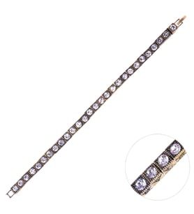 Nusnus Bronz Eskitme Bileklik Yuvarlak Swarovski Taşlı