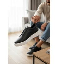 Enoch Hakiki Deri Kalın Tabanlı Bağcıksız Lastikli Erkek Sneaker Ayakkabı