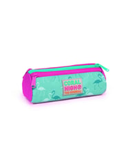 CORAL HIGH 22315 SU YEŞİLİ NEON PEMBE FLAMİNGO DESENLİ ÜÇ BÖLMELİ KALEM ÇANTASI