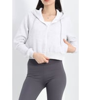 Kapşonlu Crop Sweat Gri - 20750.1873.