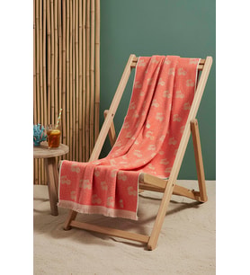 Mercan & Turuncu Cherry %100 Pamuklu Plaj Havlusu 70x140 cm
