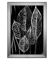 Gümüş Yapraklar Soyut Motifli Kanvas Tablo 80 x 110 cm Silver Çerçeve