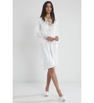 Pierre Cardin 6335 Saten Gecelik Sabahlık Pijama Takım Şort Takım 6'lı Çeyiz Seti (Ekru)