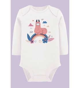 Organik Baskılı Pamuklu Unisex Bebek Body UZUNE213