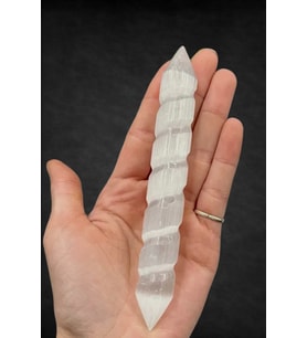 Doğal Beyaz Selenit Spiral Masaj Çubuğu 58SM