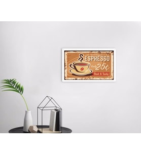 BK Home Coffee Tasarımlı Dekoratif Ahşap Beyaz Çerçeveli Tablo-37