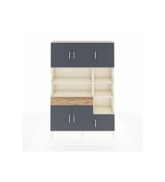 Arges Dolap 10 Raflı Tek Çekmeceli 6 Kapaklı 132x30x195 Aytaşı-Antrasit/Çam
