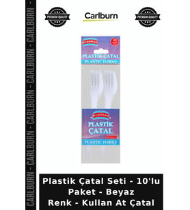 Özel Üretim Pratik Parti Piknik Plastik Çatal Seti - 10'lu Paket - Beyaz Renk - Kullan At Çatal
