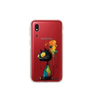 Samsung Galaxy A2 Core ile Uyumlu Splash Kedi Tasarımlı Şeffaf Silikon Kılıf
