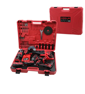 4PCS USTA ELEKTRİKLİ ALET SETİ ŞARJLI=21V MATKAP - VİDALAMA - SPRAL TAŞLAMA - SOMUN PLASTİK ÇANTALI