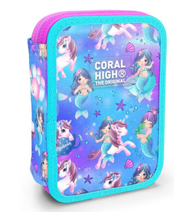 Coral High İki Katlı Organizer Kalemlik - Turkuaz Unicorn, Kız Çocuk, Turkuaz Unicorn (Çok Renkli)