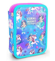 Coral High İki Katlı Organizer Kalemlik - Turkuaz Unicorn, Kız Çocuk, Turkuaz Unicorn (Çok Renkli)