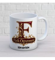 Kişiye Özel Fizik Öğretmeni Bordo Altın F Harfi Monogram Kupa Bardak
