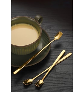 Lexroo 6 Adet 304 Çelik 17 cm Gold Uzun Kahve ve Smoothie Karıştırma Kaşığı cin579sr-6