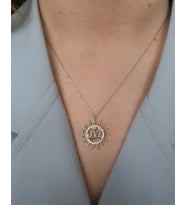 güneş model içinde Allah yazılı bayan gümüş kolye (Gümüş)