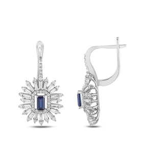 6.90 Karat Safir Pırlanta Küpe