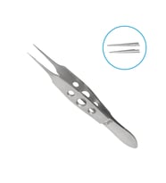 Cerrahi Mikro Penset Dişsiz Açılı Cımbız Düz Uçlu 9cm  Düz Sap Gri Çelik Eğitim Materyali
