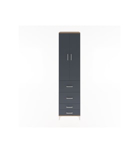 Hyperion Dolap 4 Raflı 4 Çekmeceli 2 Kapaklı 60x44x243 Çam-Antrasit