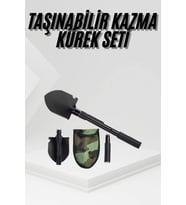 Katlanır Portatif Kazma Kürek Seti Portatif Çelik Taşıma Çantalı Pusulalı
