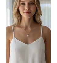 Çelik Gold Tek Taşlı Taç Kolye - 25ctr416