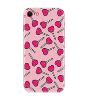 Apple iPhone 5 6 7 8 Plus Se XR Kılıf Desemli Silikon Heart Lollipop 1414